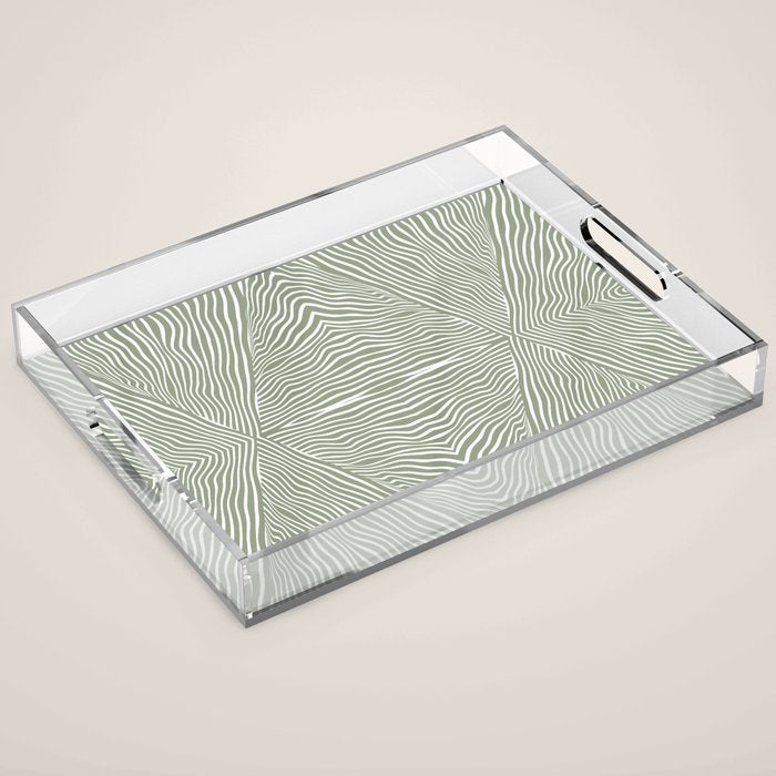 Boho, Safari, African, Pattern, Sage Green Acrylic Tray Gallery Image 1