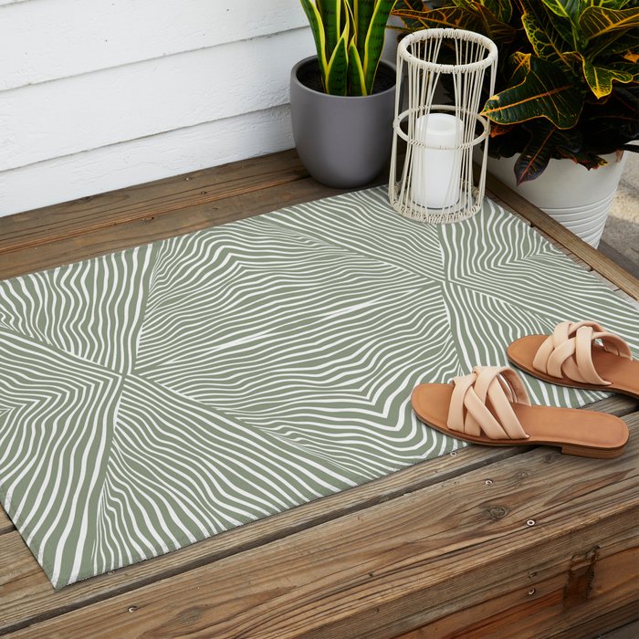 Boho, Safari, African, Pattern, Sage Green Outdoor Rug Gallery Image 2