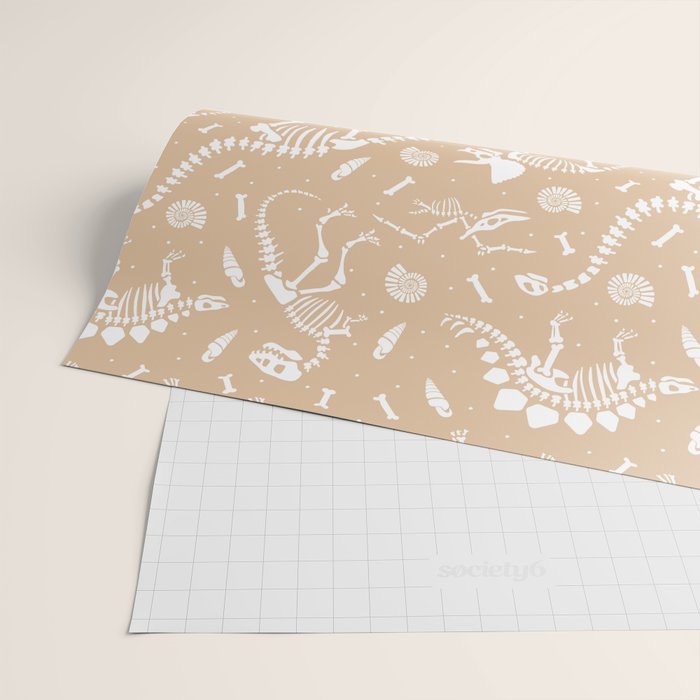 Dinosaur Fossils on Taupe Wrapping Paper Gallery Image 2