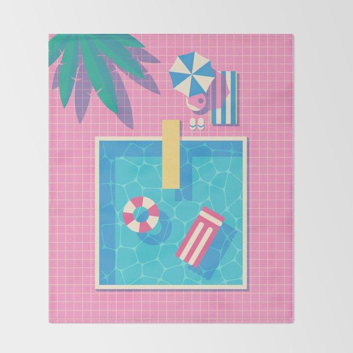 Retro 80s Swimming Pool Throw Blanket Gallery Image 2