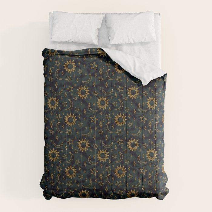 Tie Dye Moon and Star Print in Blue Comforter Gallery Image 6