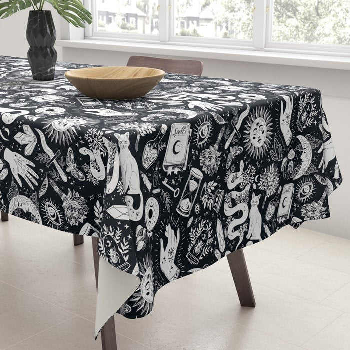 Witchy Things In Black And White Tablecloth Gallery Image 3