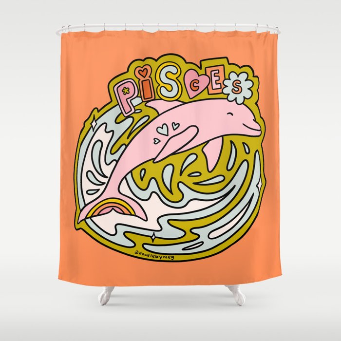 Pisces Dolphin Shower Curtain Gallery Image 1