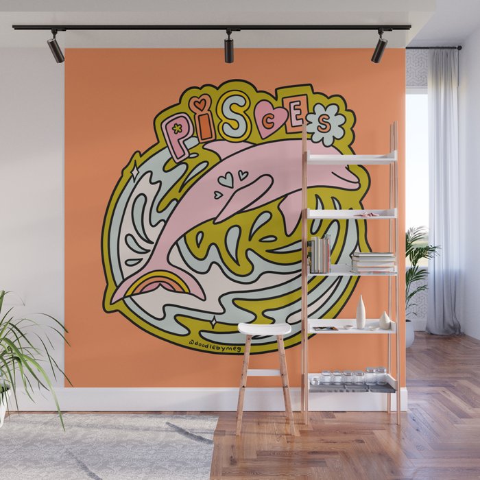 Pisces Dolphin Wall Mural Gallery Image 1