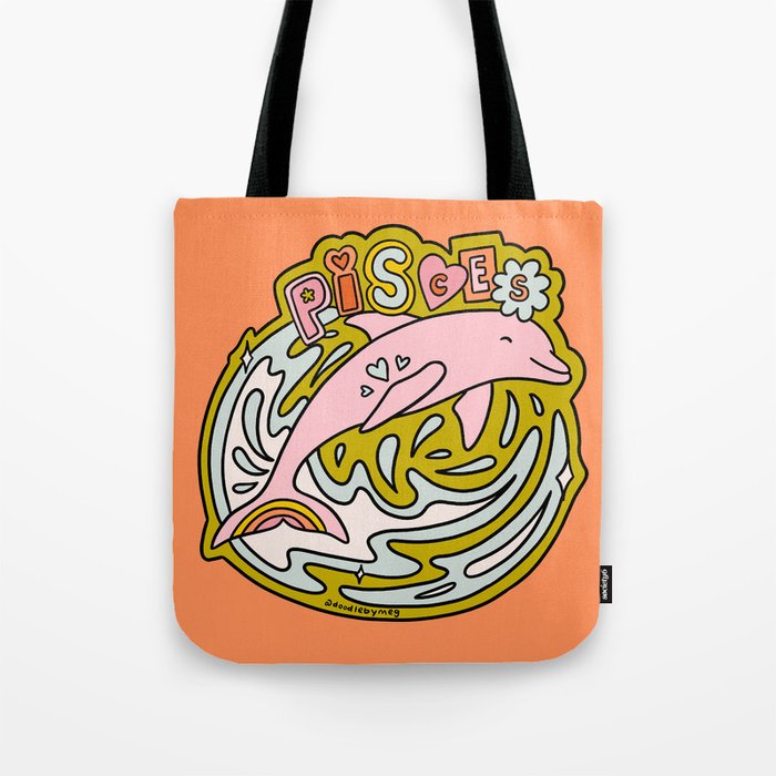 Pisces Dolphin Tote Bag Gallery Image 1
