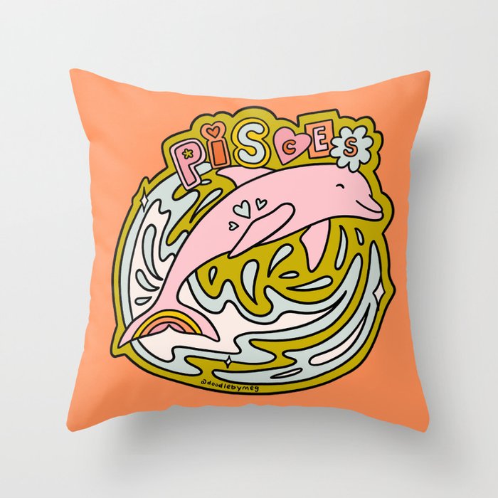 Pisces Dolphin Throw Pillow Gallery Image 1
