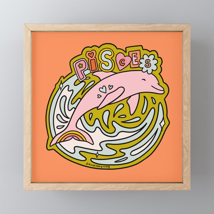 Pisces Dolphin Mini Art Print Gallery Image 1