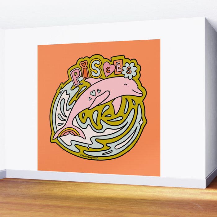 Pisces Dolphin Wall Mural Gallery Image 2