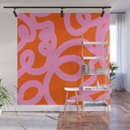 Retro Abstract Lines Orange And Pink Aesthetic Wall Mural Gallery Image 1