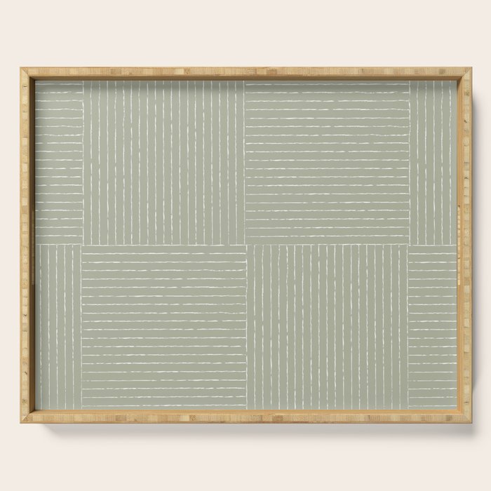 Lines III (Linen Sage) Serving Tray Gallery Image 1