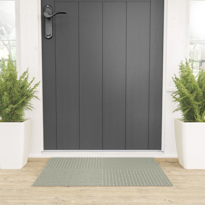 Lines III (Linen Sage) Welcome Mat Gallery Image 3