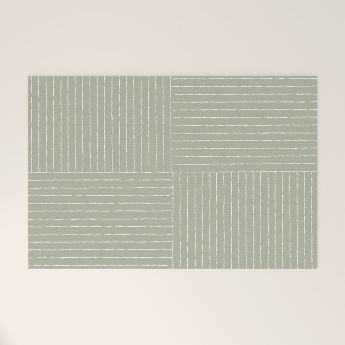 Lines III (Linen Sage) Welcome Mat Gallery Image 1