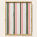 Hand Drawn Vertical Stripes Muted Green & Pink Serving Tray Gallery Image 1