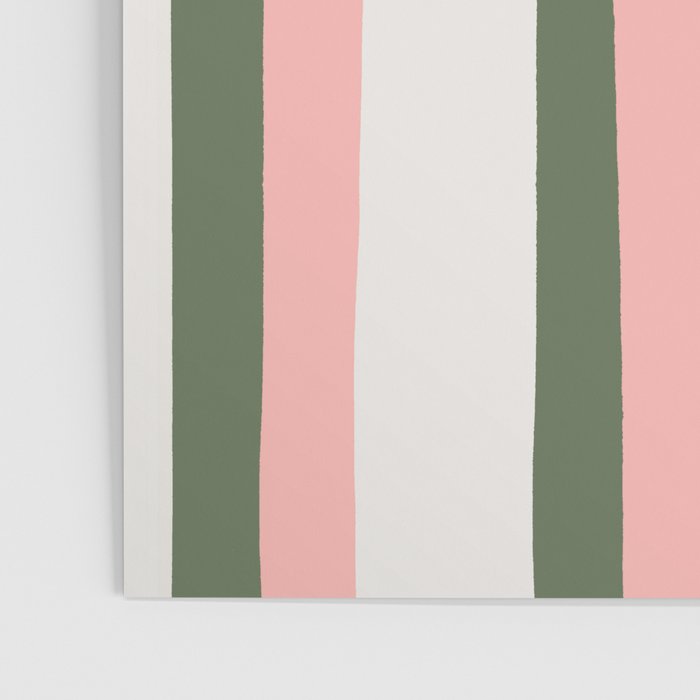 Hand Drawn Vertical Stripes Muted Green & Pink Poster Gallery Image 3