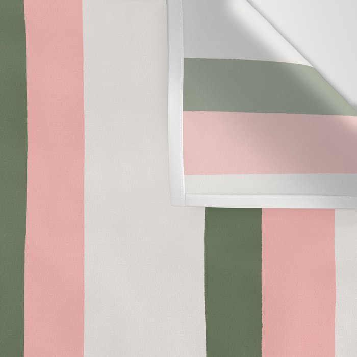 Hand Drawn Vertical Stripes Muted Green & Pink Wall Tapestry Gallery Image 3