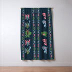 Folk Floral Moths and Butterflies Blue Window Curtain Gallery Image 3