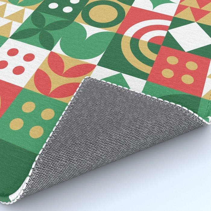 Geometric christmas holiday mosaic pattern Rug Gallery Image 4
