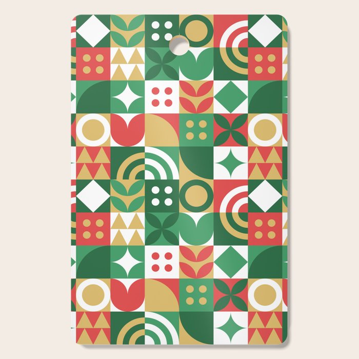 Geometric christmas holiday mosaic pattern Cutting Board Gallery Image 1