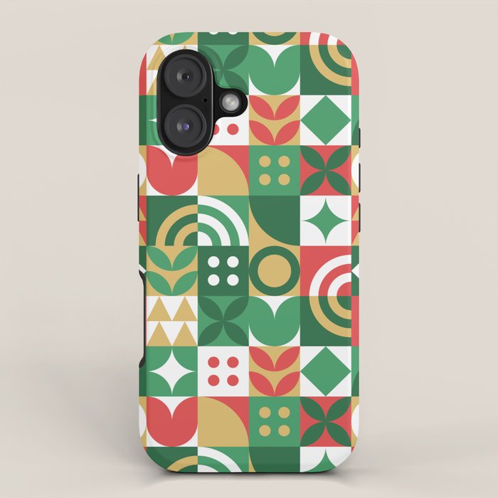 Geometric christmas holiday mosaic pattern iPhone Case Gallery Image 1
