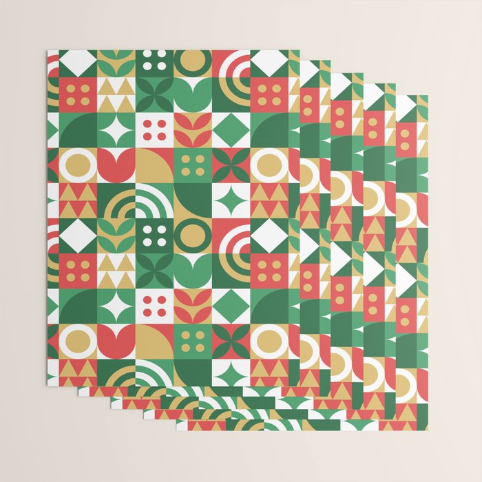 Geometric christmas holiday mosaic pattern Wrapping Paper Gallery Image 3