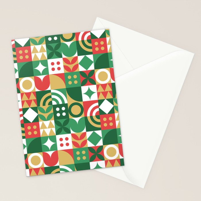 Geometric christmas holiday mosaic pattern Stationery Card Gallery Image 2