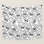 Funny happy face cartoon doodle pattern Wall Tapestry Gallery Image 4
