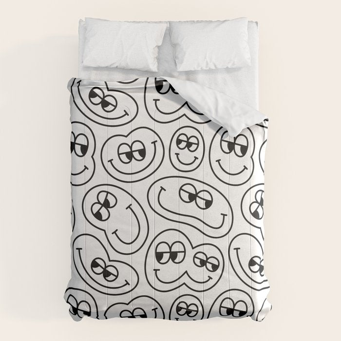 Funny happy face cartoon doodle pattern Comforter Gallery Image 6