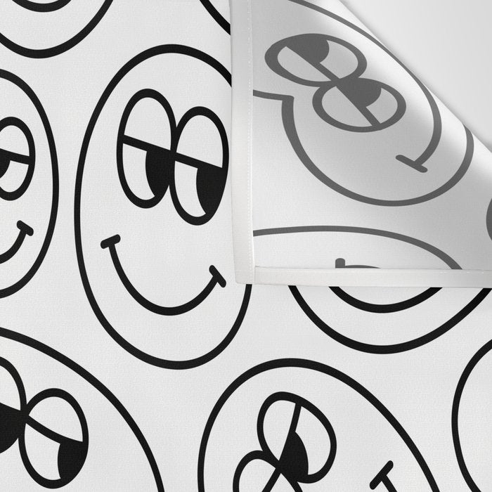 Funny happy face cartoon doodle pattern Wall Tapestry Gallery Image 3