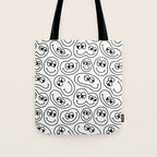 Funny happy face cartoon doodle pattern Tote Bag Gallery Image 1