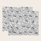 Funny happy face cartoon doodle pattern Placemat Gallery Image 1