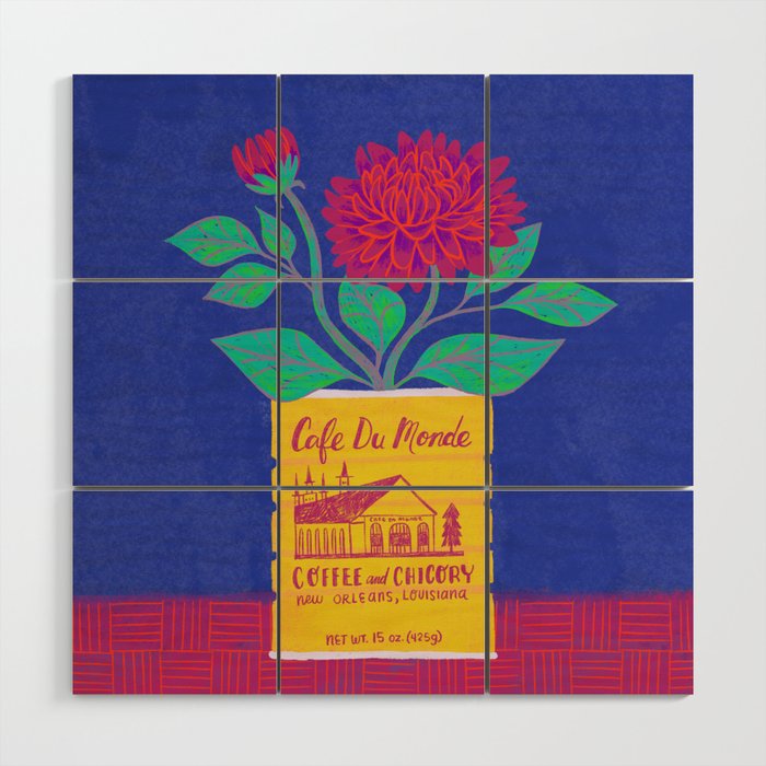 Cafe Du Monde Floral Bouquet Wood Wall Art