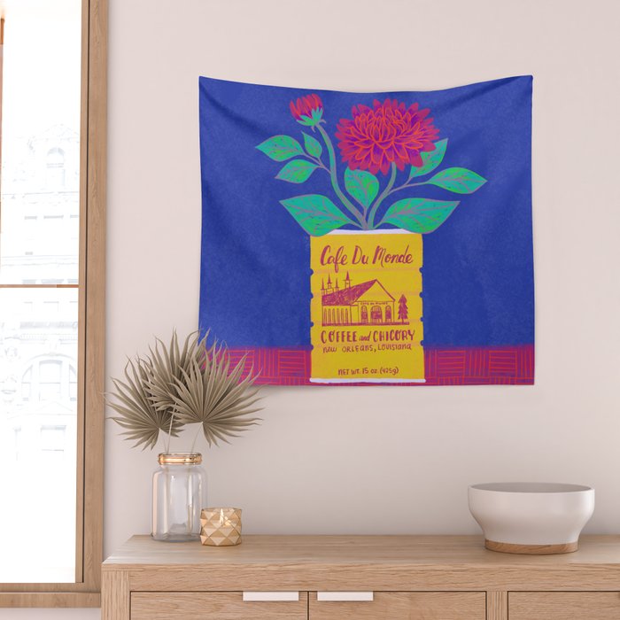 Cafe Du Monde Floral Bouquet Wall Tapestry Gallery Image 2