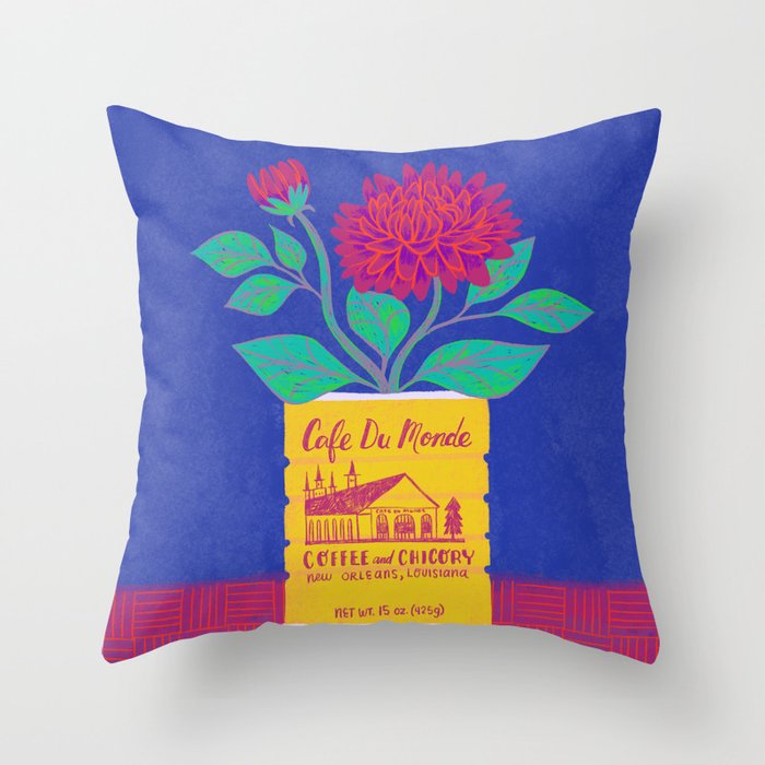 Cafe Du Monde Floral Bouquet Throw Pillow Gallery Image 1
