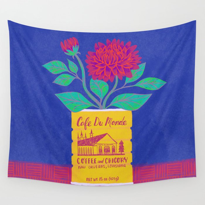 Cafe Du Monde Floral Bouquet Wall Tapestry Gallery Image 1