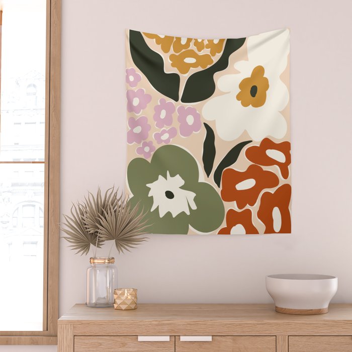 Retro flower party  Wall Tapestry Gallery Image 2