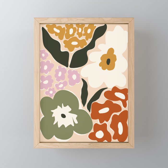 Retro flower party  Mini Art Print Gallery Image 1