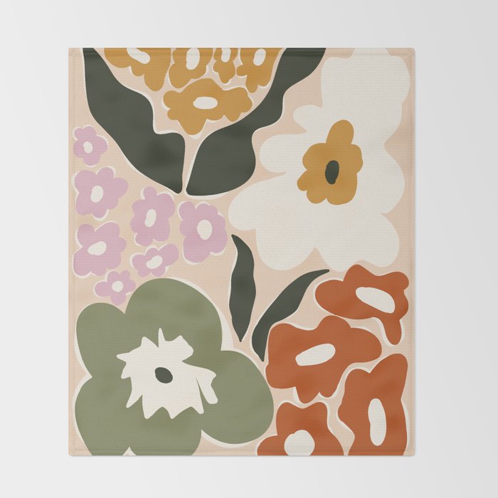 Retro flower party  Throw Blanket Gallery Image 2