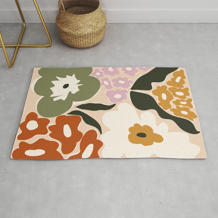 Retro flower party  Rug Gallery Image 1