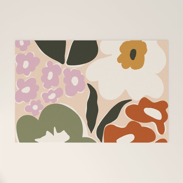 Retro flower party  Welcome Mat Gallery Image 1
