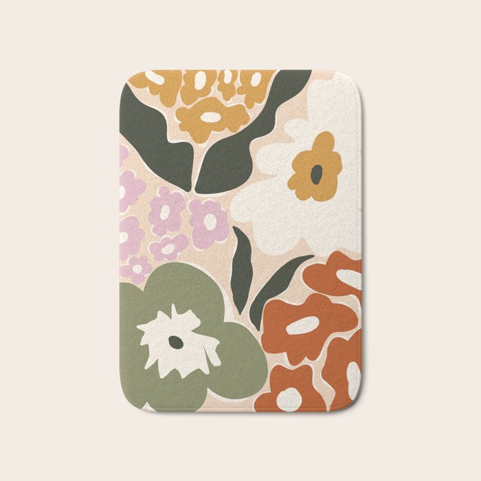 Retro flower party  Bath Mat Gallery Image 1