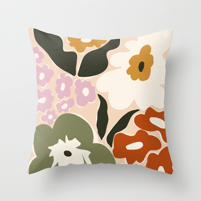 Retro flower party  Throw Pillow Gallery Image 6