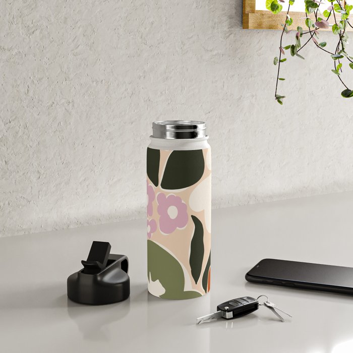 Retro flower party  Water Bottle Gallery Image 4