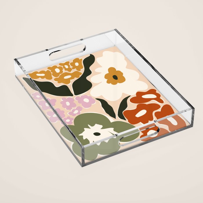 Retro flower party  Acrylic Tray Gallery Image 1