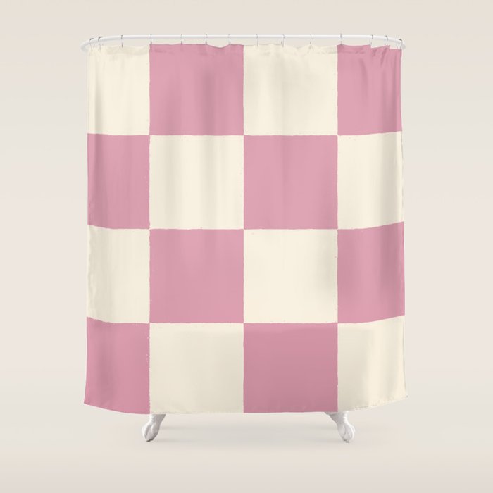 Dusty Rose Checkerboard Shower Curtain Gallery Image 1