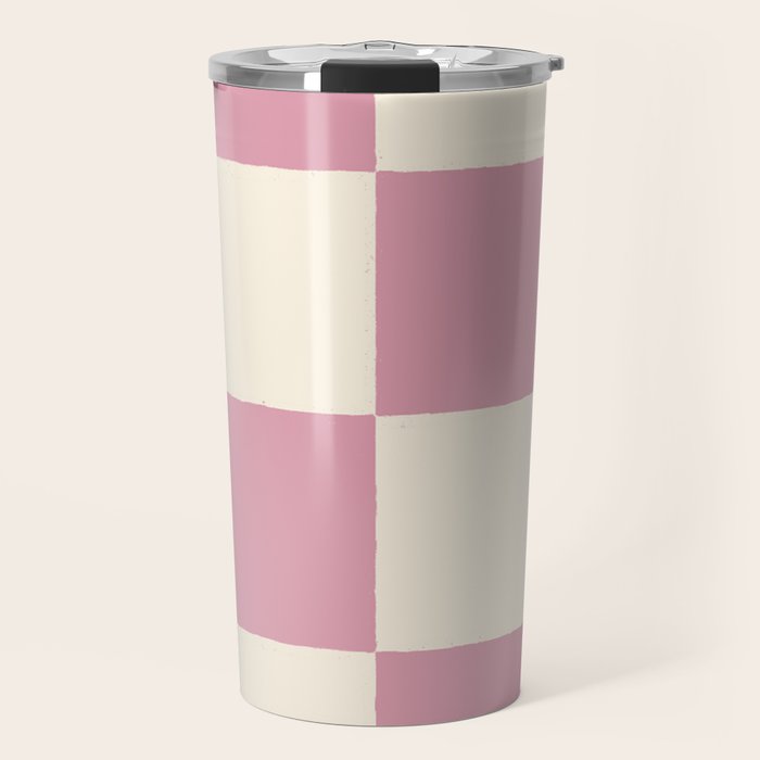 Dusty Rose Checkerboard Travel Mug Gallery Image 1