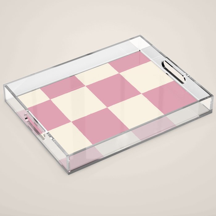 Dusty Rose Checkerboard Acrylic Tray Gallery Image 1
