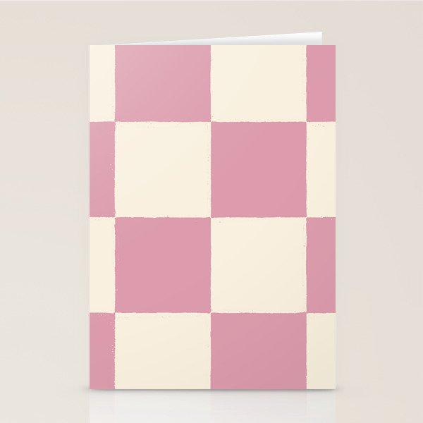Dusty Rose Checkerboard Stationery Card Gallery Image 2