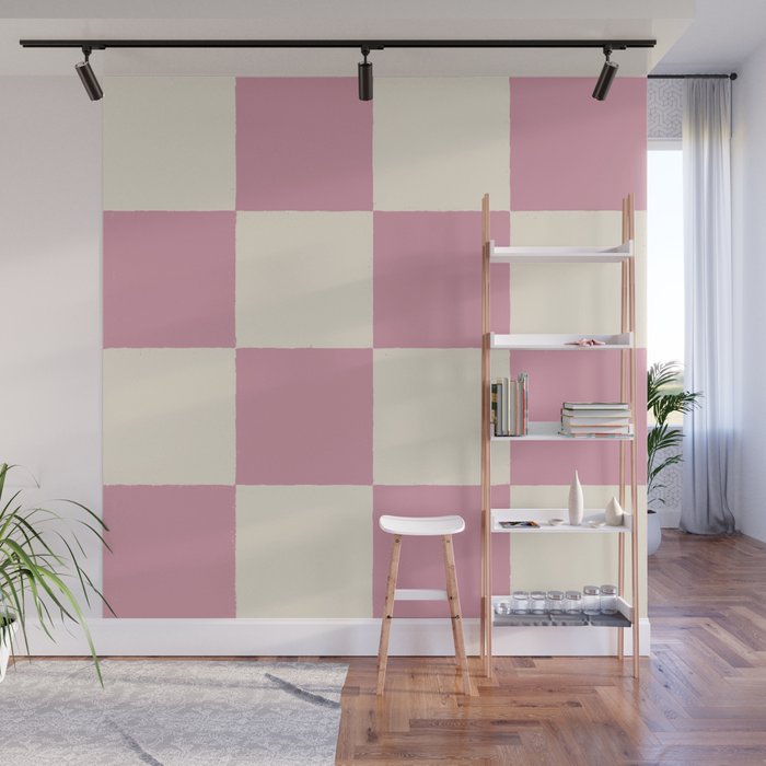 Dusty Rose Checkerboard Wall Mural Gallery Image 1