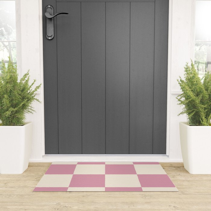 Dusty Rose Checkerboard Welcome Mat Gallery Image 3