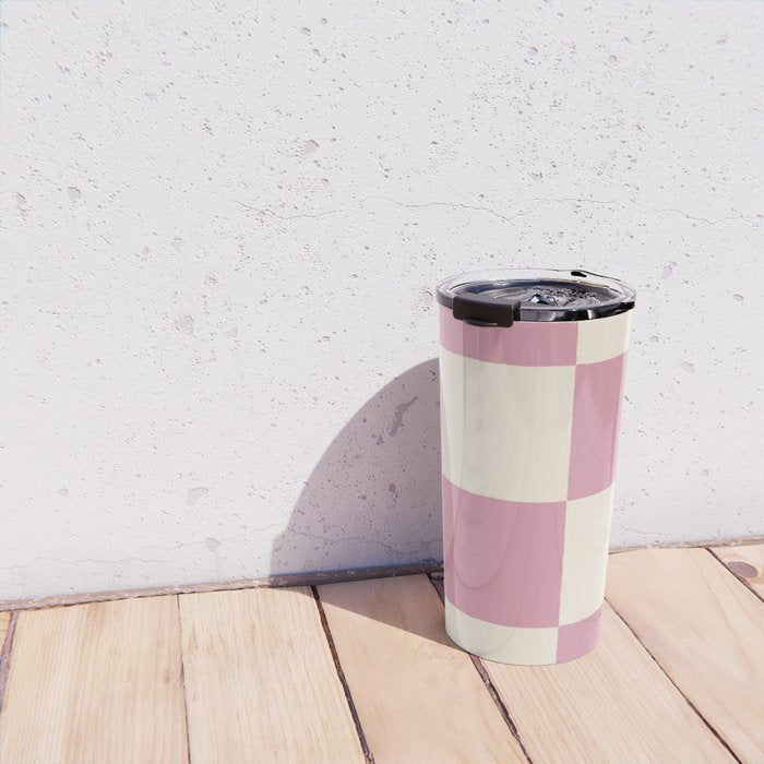 Dusty Rose Checkerboard Travel Mug Gallery Image 4